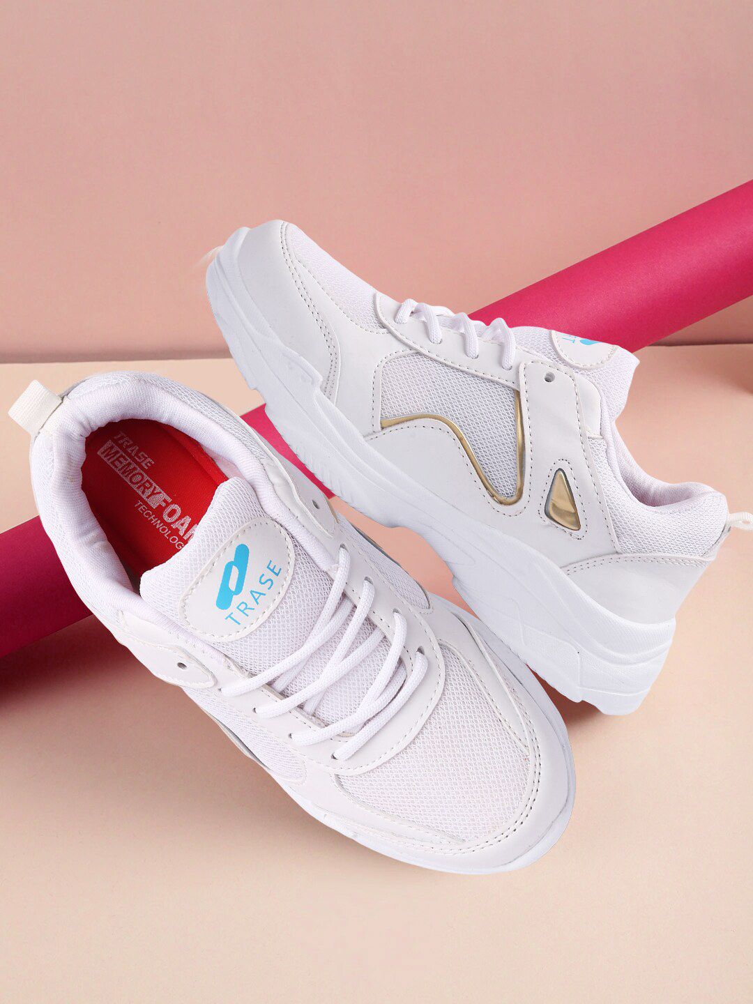 TRASE Women White Colourblocked Sneakers Price in India