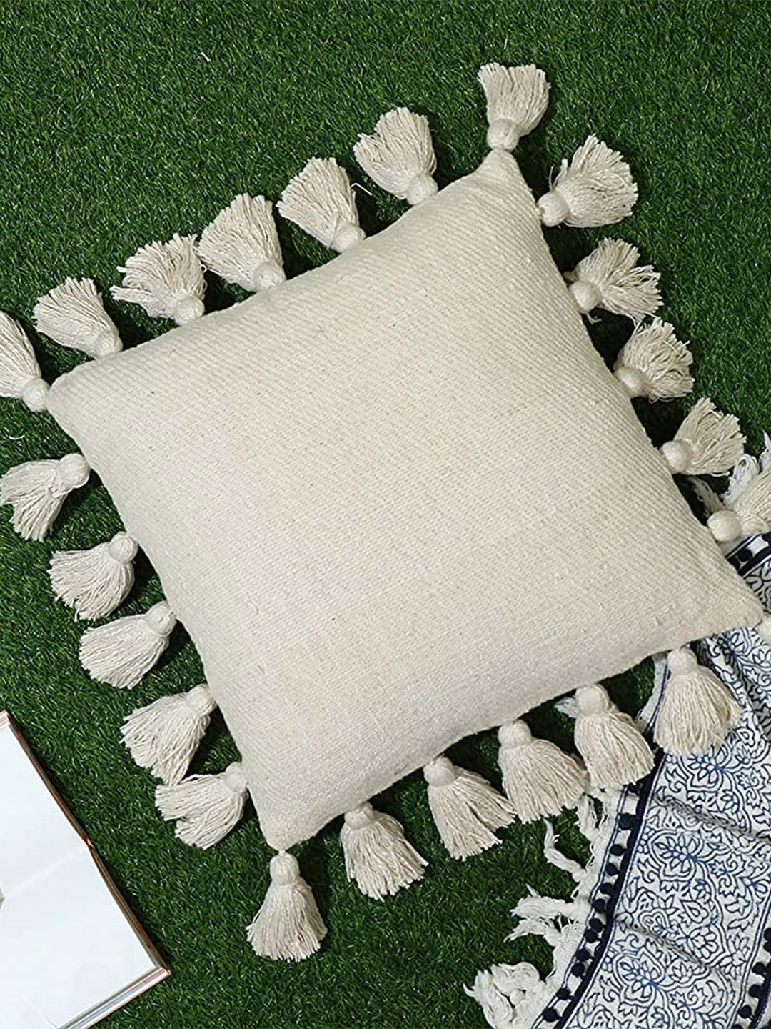 HERE&NOW Beige Square Cushion Covers Price in India