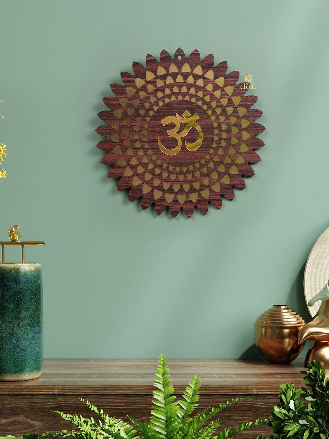 DULI Gold-Toned Om Design Wall Hanging Decor Price in India