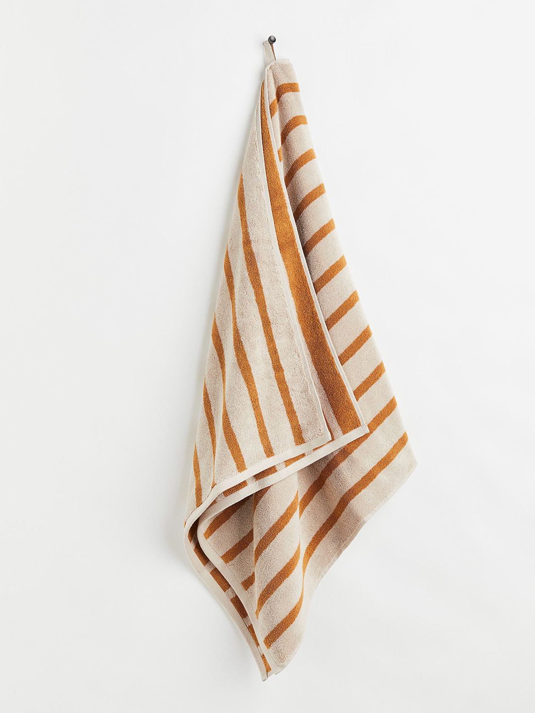 H&M Beige & Orange Striped Bath Towels Price in India