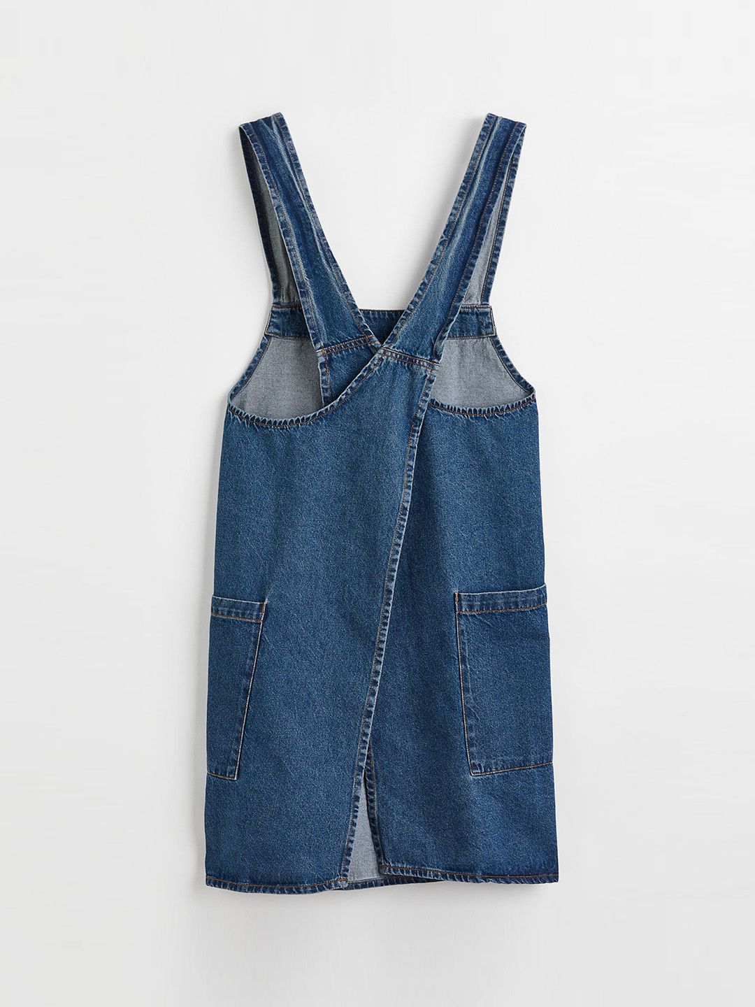 H&M Navy Blue Solid Pure Cotton Denim Apron Price in India