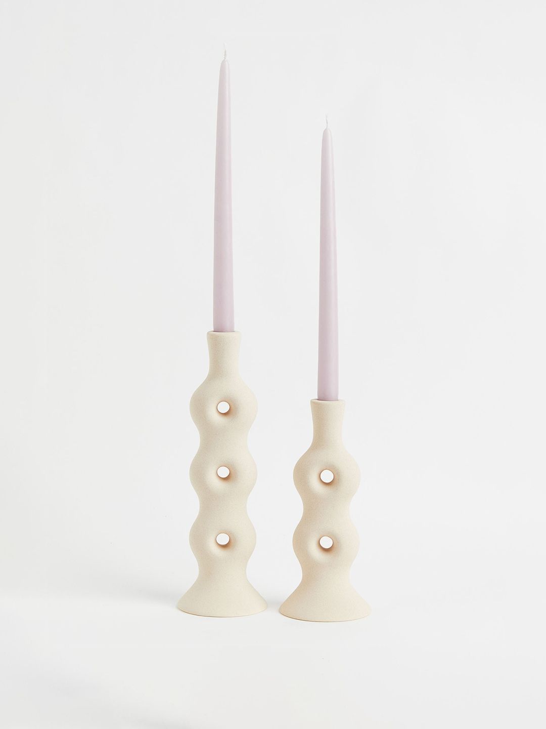 H&M Beige Solid Stoneware Candlestick Price in India