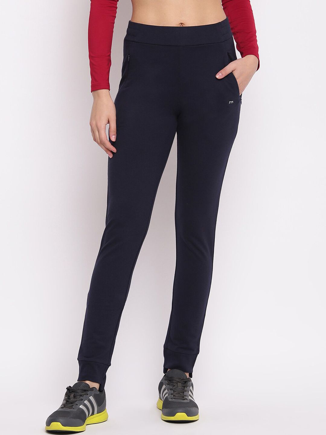 Marvel Women Navy Blue Solid Cotton Joggers Price in India
