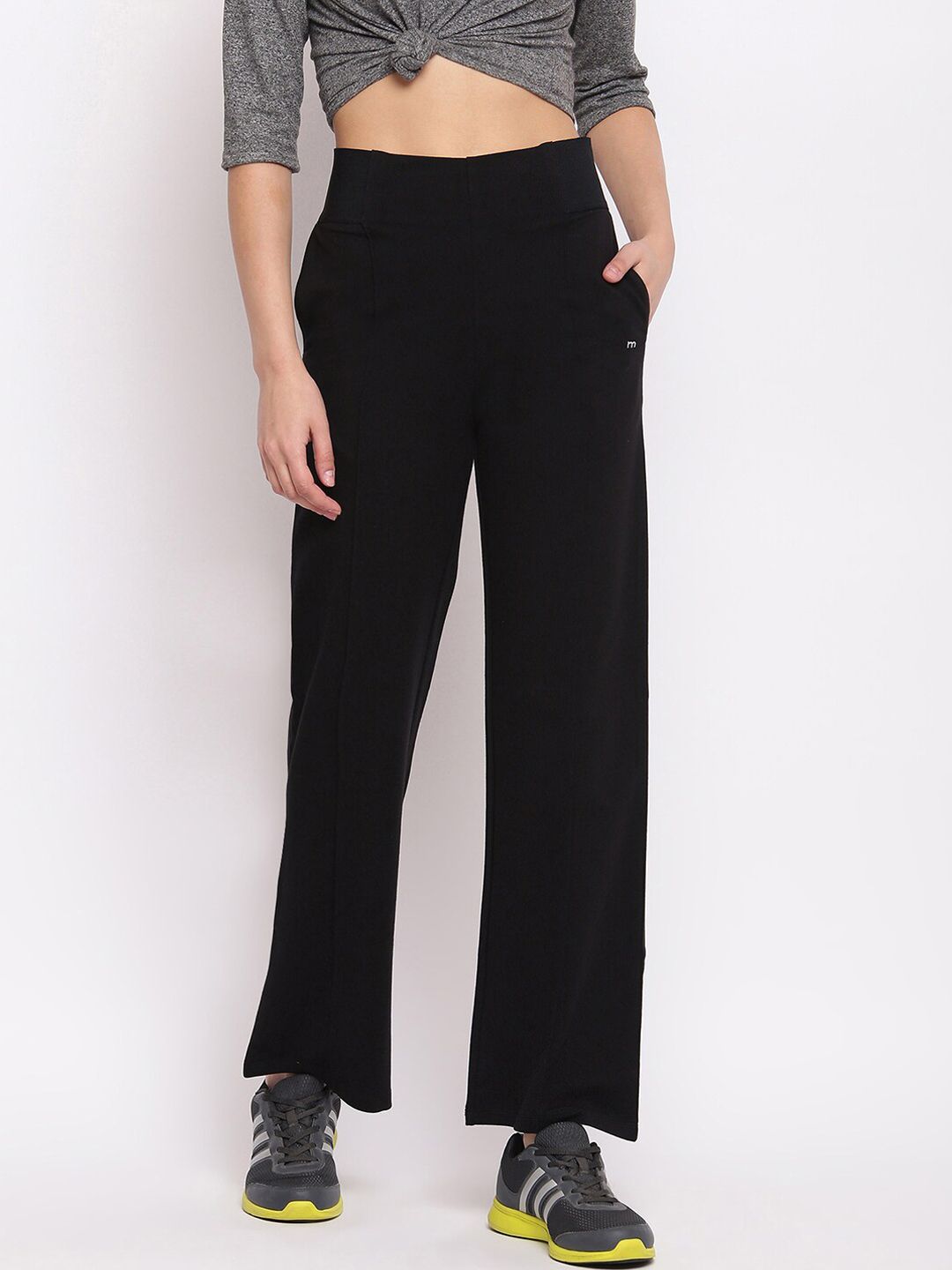Marvel Women Black Solid Palazzo Fit Track Pants Price in India