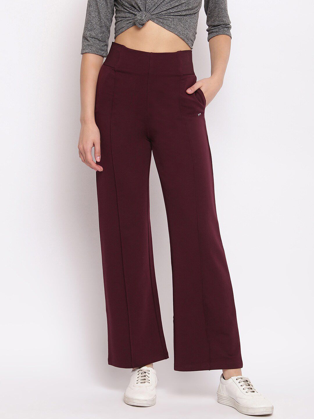 Marvel Women Maroon Solid Track Pants Price in India