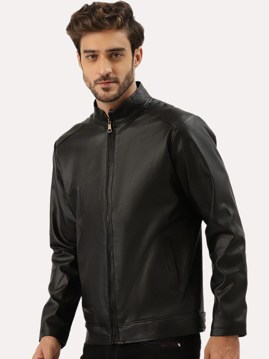 Buy Leather Retail Men Black Outdoor Leather Jacket - Jackets for