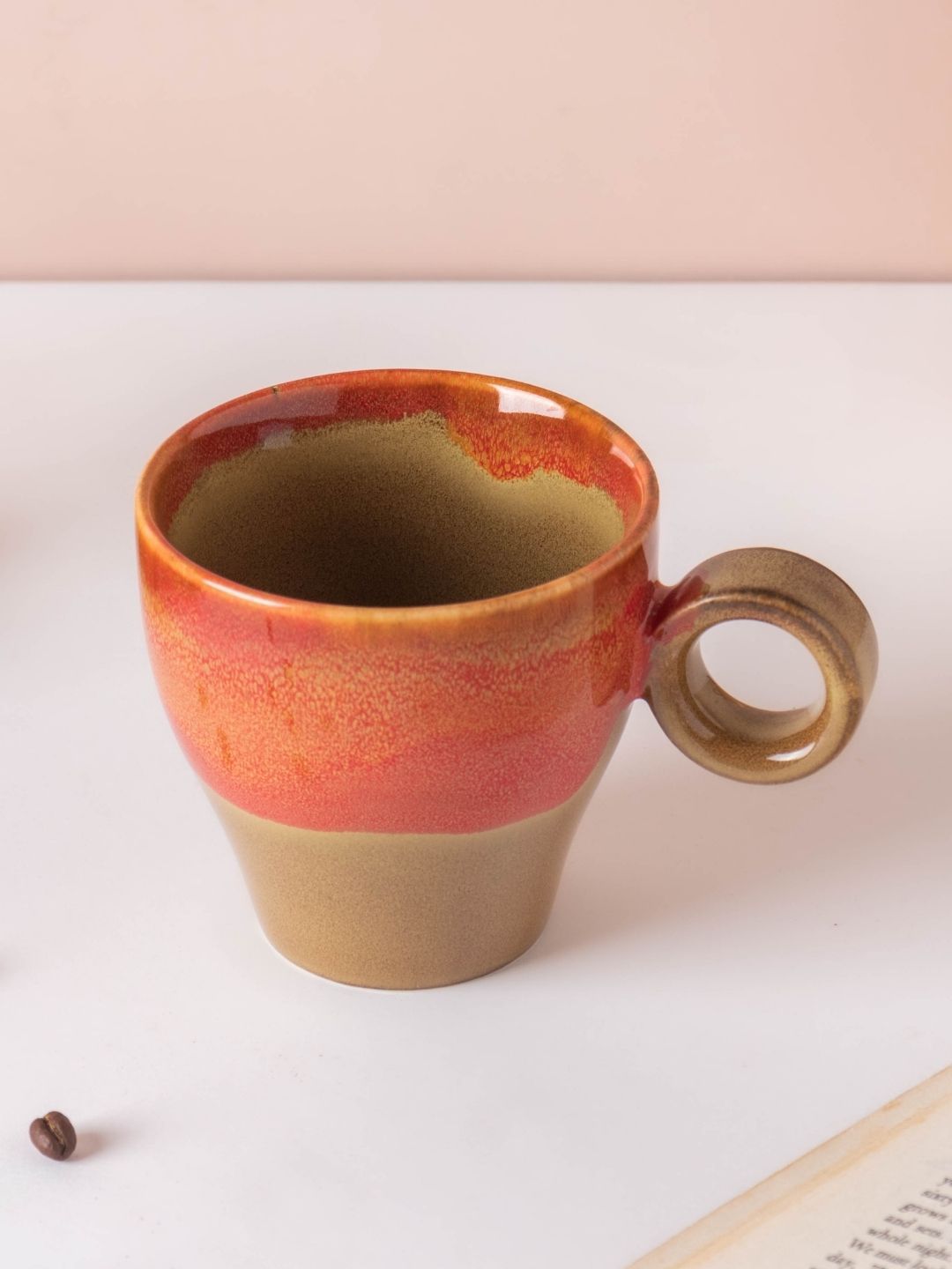 Nestasia Red & Beige Solid Ceramic Glossy Cup Price in India