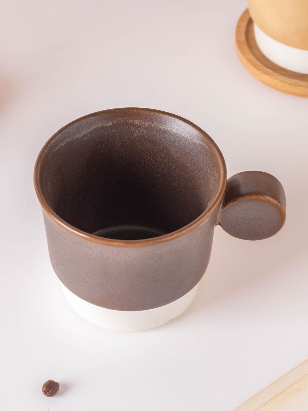 Nestasia Brown & White Solid Ceramic Matte Cups 200 ml Price in India