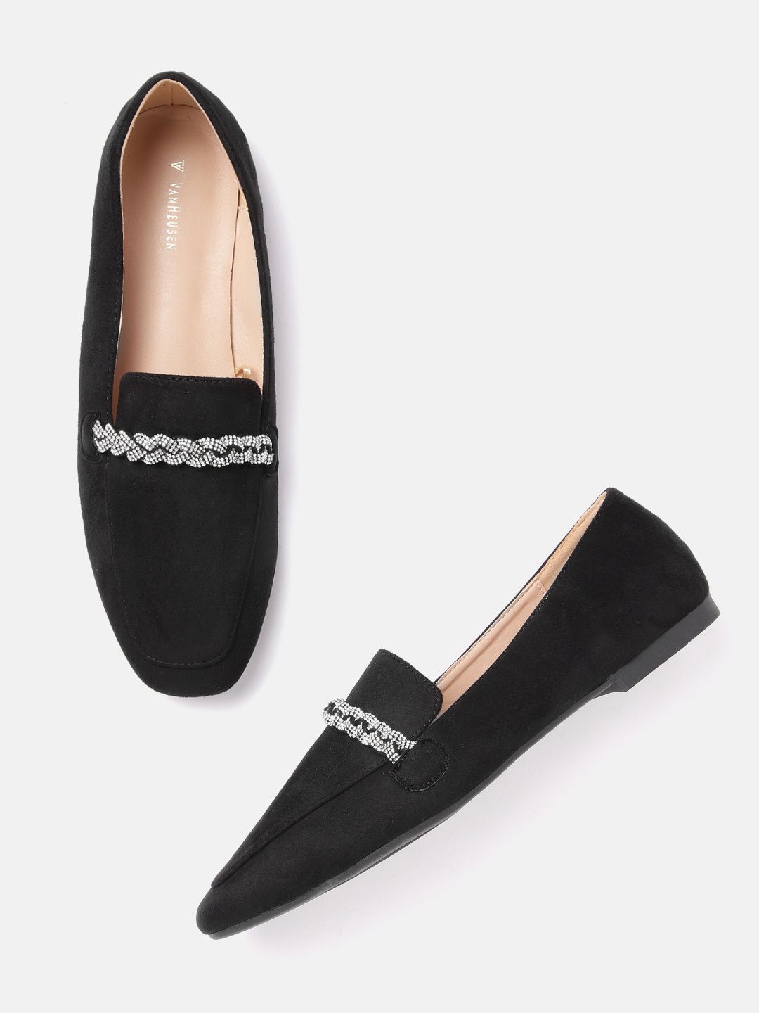 Van Heusen Woman Stone Embellished Chain Loafers Price in India