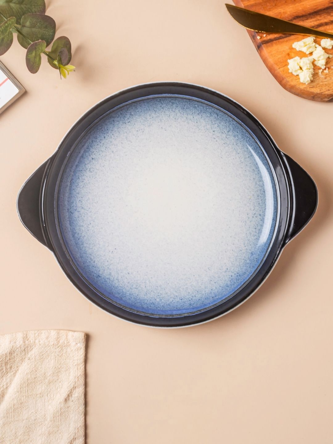 Nestasia Blue & White Ombre Porcelain Baking Plate Price in India