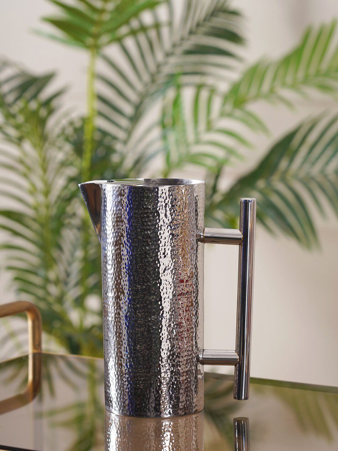 Pure Home and Living Silver-Toned textured Stainless Steel Bar and Drinkware Price in India