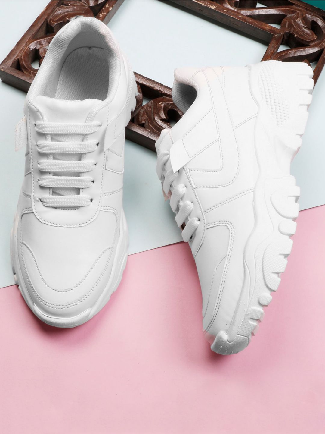 XE Looks Women White Leather Sneakers Price in India