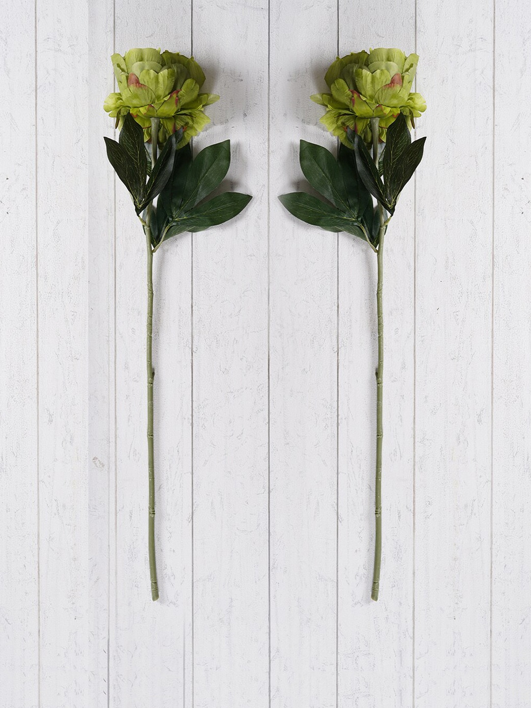 Pure Home and Living Set Of 2 Green Artificial Peony Flower Stem Price in India