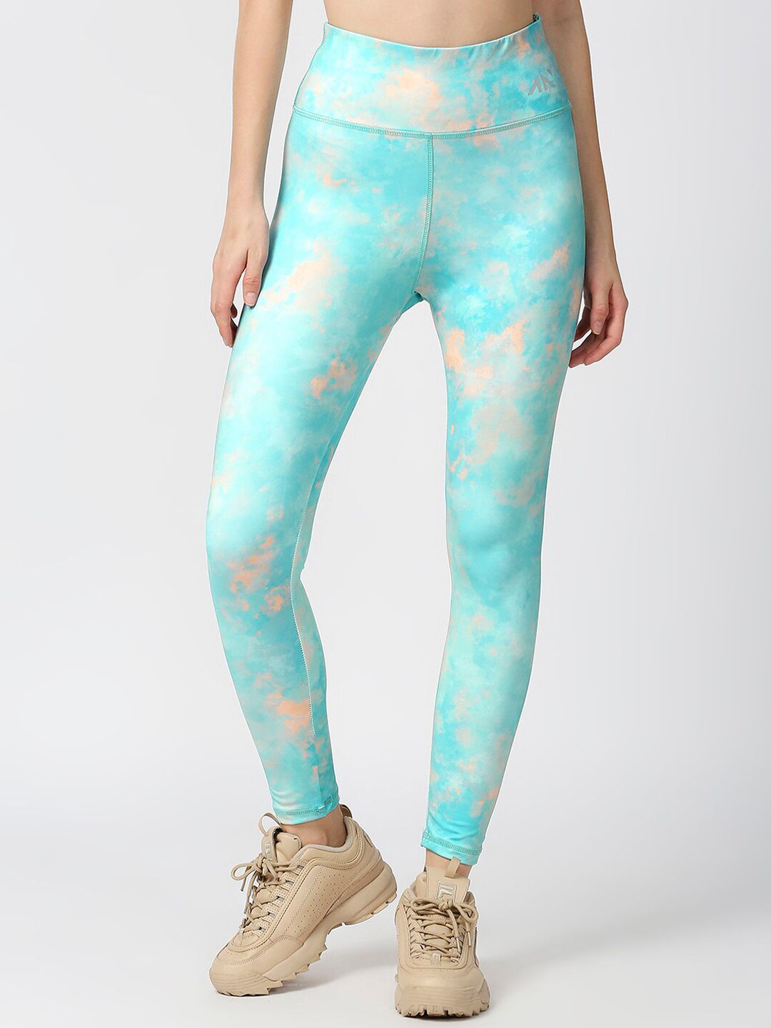 AESTHETIC NATION Women Green Printed Tights Price in India
