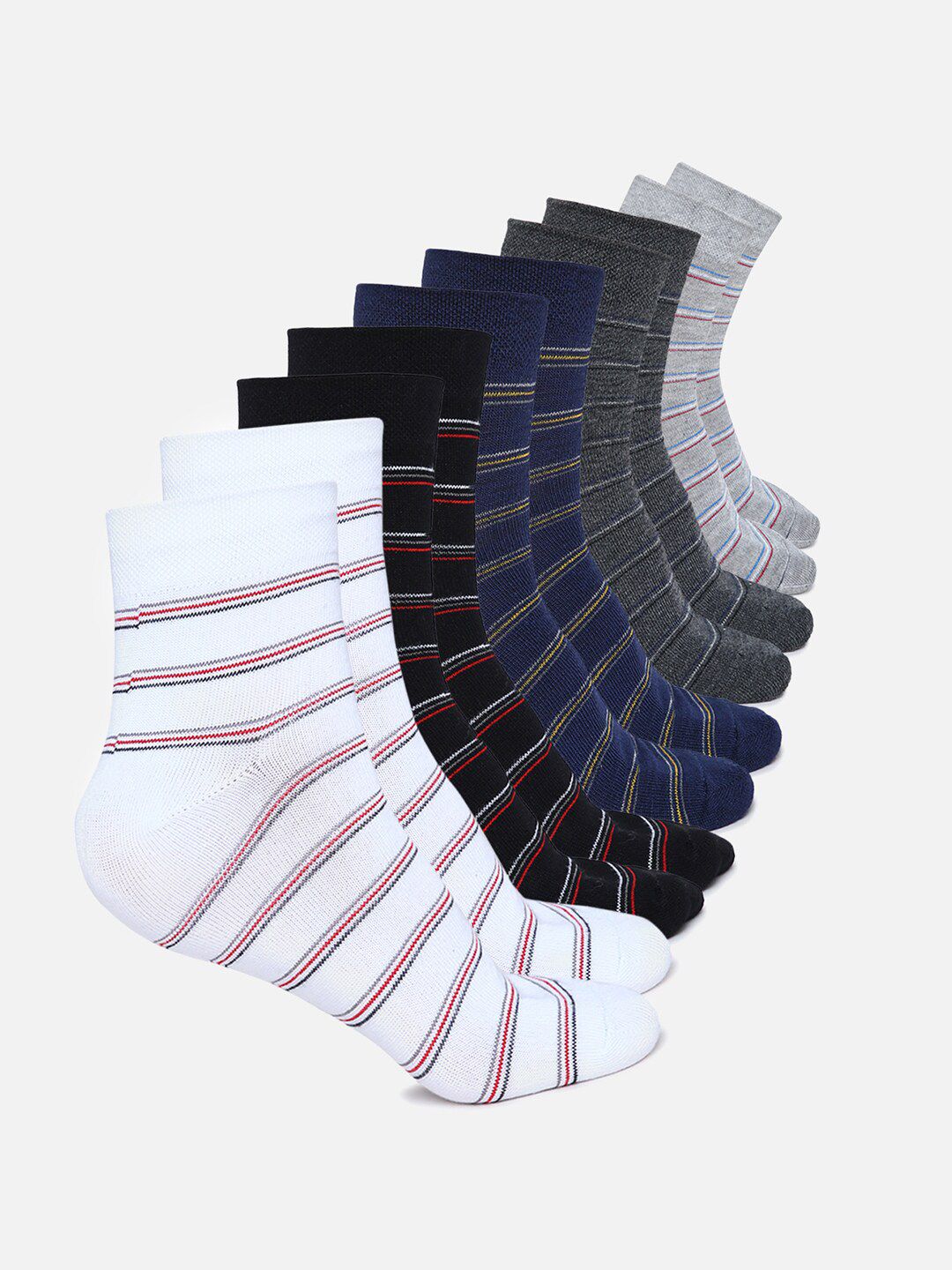 Kolor Fusion Men Set Of 5 Striped Ankle Length Socks
