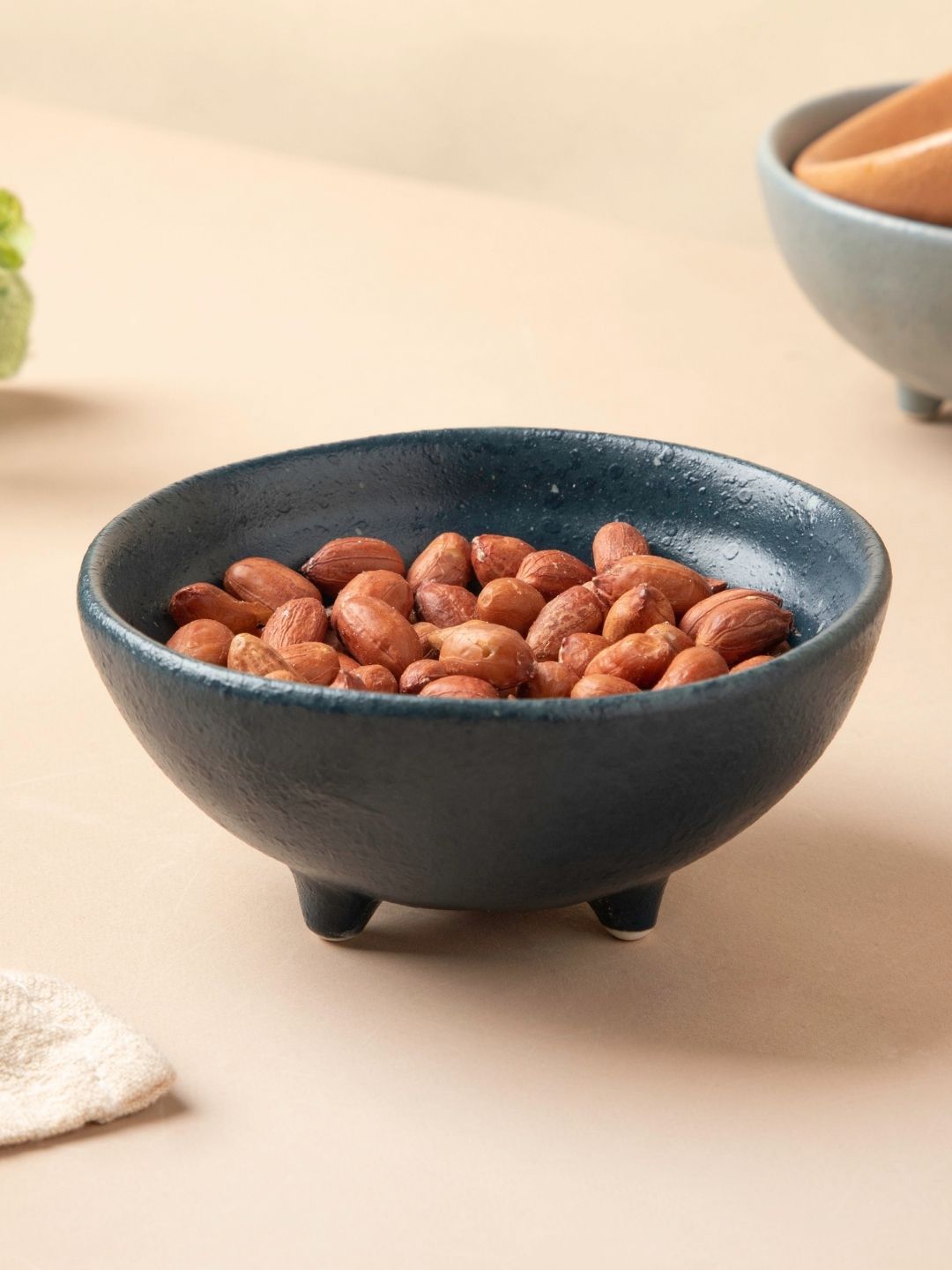 Nestasia Teal Blue Matte Ceramic Bowl With Legs 4 Inch Price in India