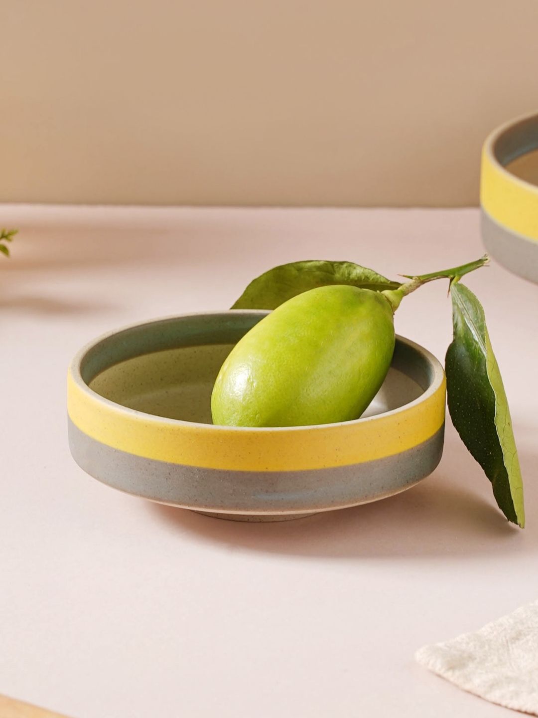 Nestasia Yellow & Grey 1 Pieces Printed Ceramic Matte Bowls Price in India