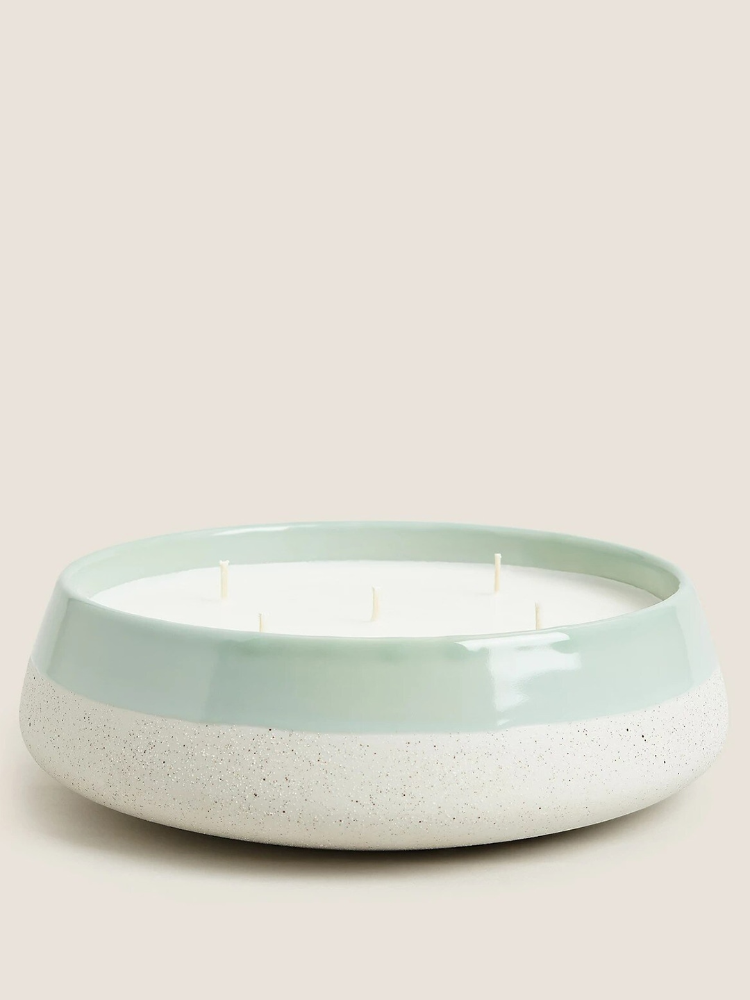 Marks & Spencer White & Green Printed Wax Candle Price in India