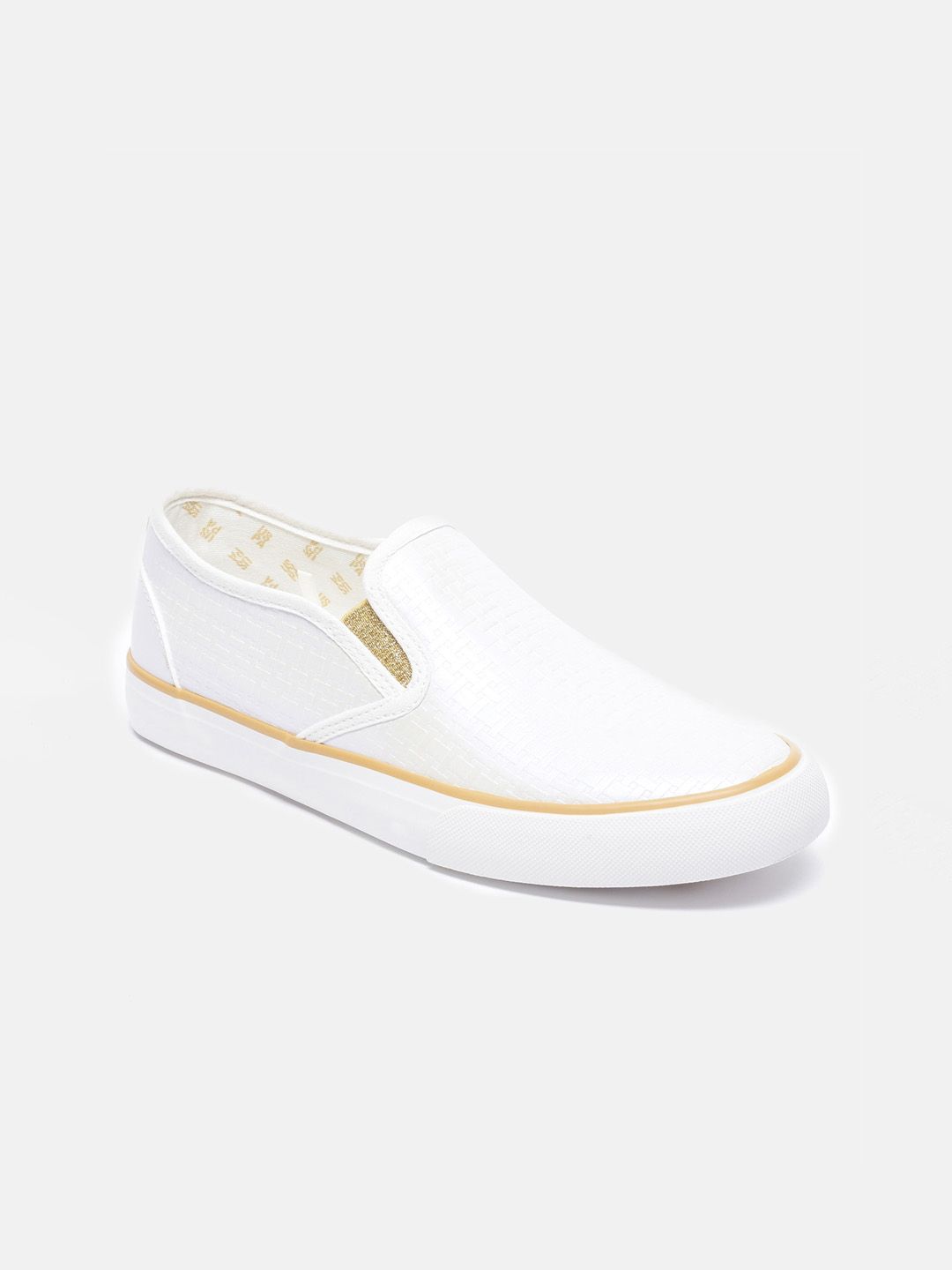 U S Polo Assn Women Off White Textured PU Slip-On Sneakers Price in India