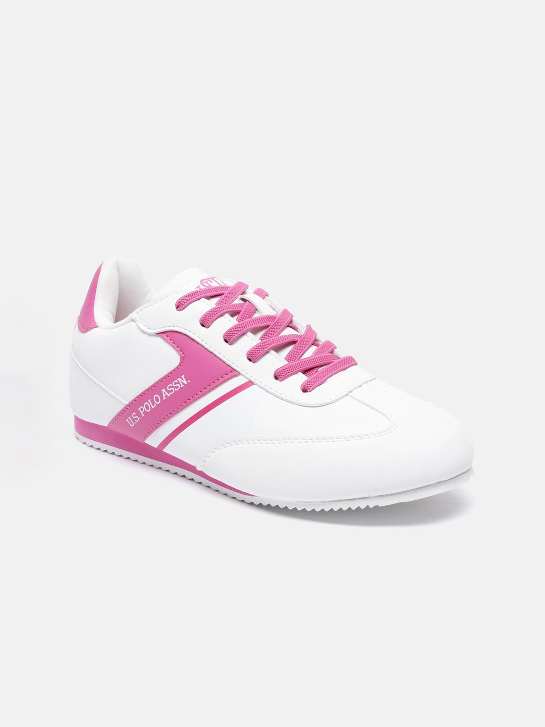 U S Polo Assn Women Off White Colourblocked PU Sneakers Price in India