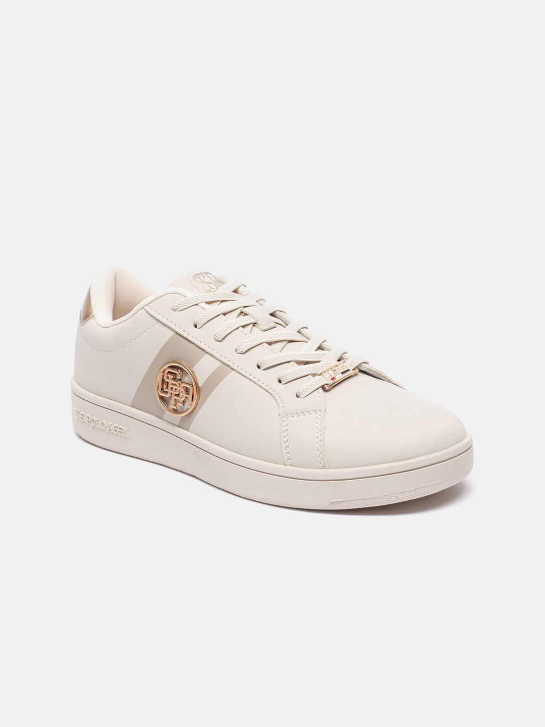 U S Polo Assn Women Nude-Coloured PU Sneakers Price in India