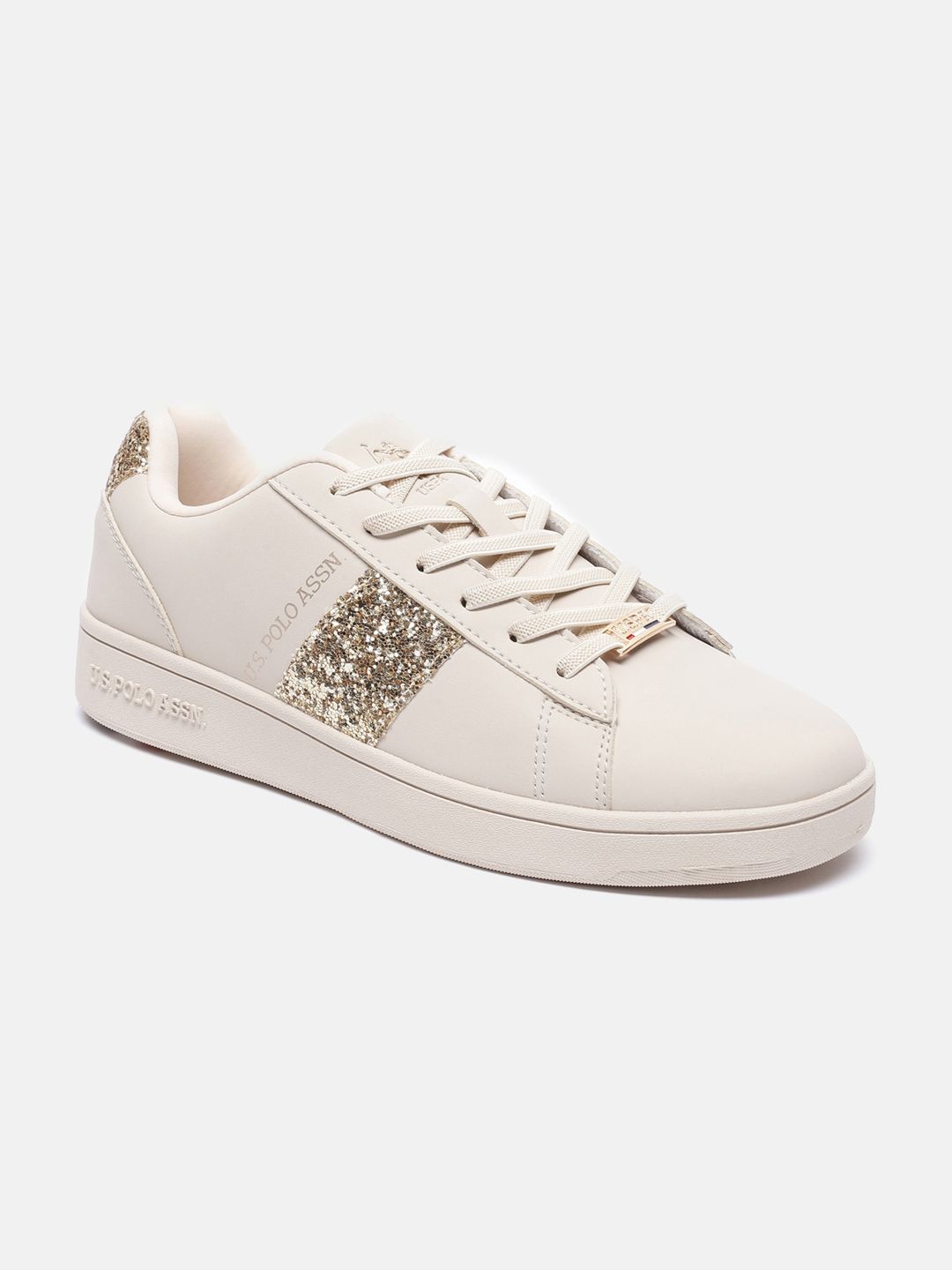 U S Polo Assn Women Nude-Coloured PU Sneakers Price in India