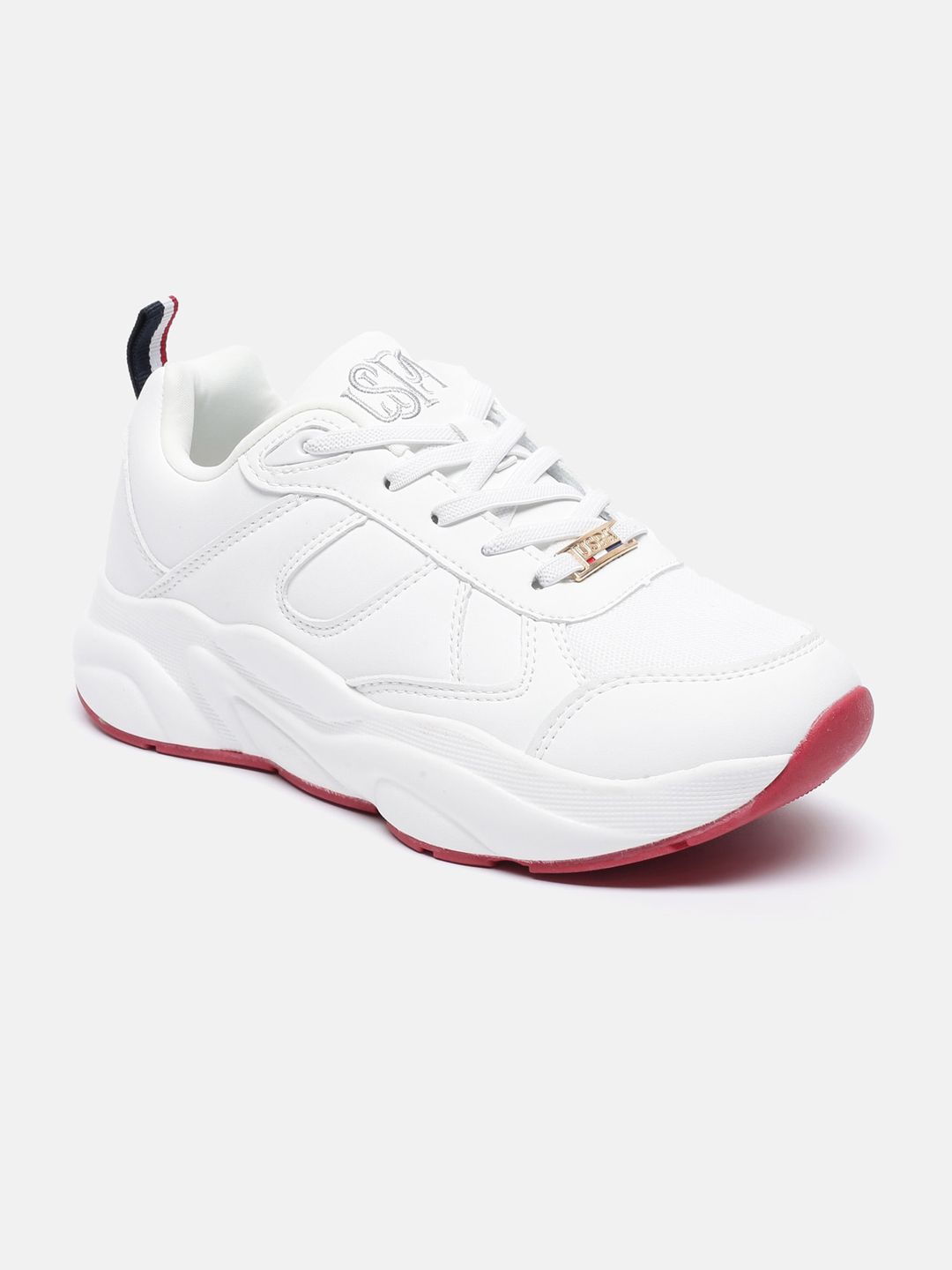 U S Polo Assn Women Off White PU Sneakers Price in India