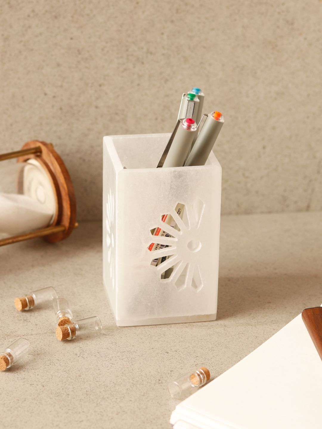 Unravel India White Solid Pen Stand Organisers Price in India