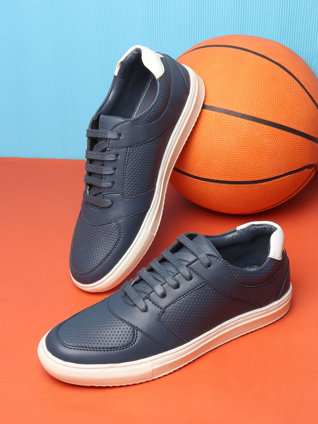 Carlton London Men Navy Blue Perforations Sneakers Price History