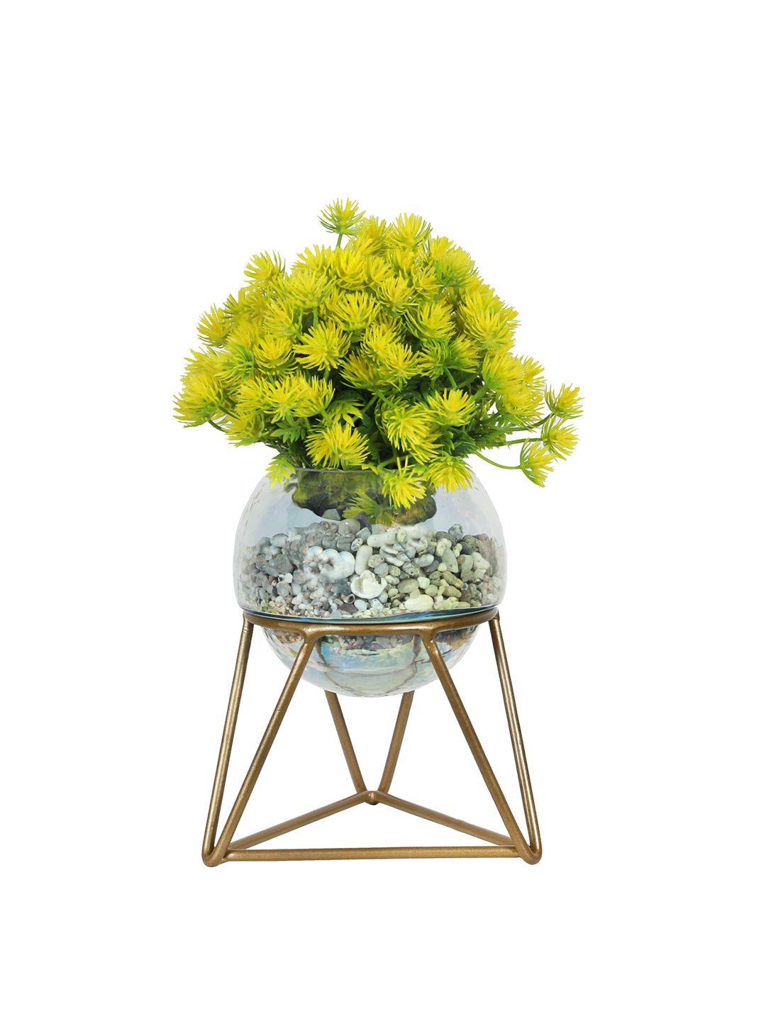 AWAAS DECOR Solid Glass Planter With Gold Stand Price in India