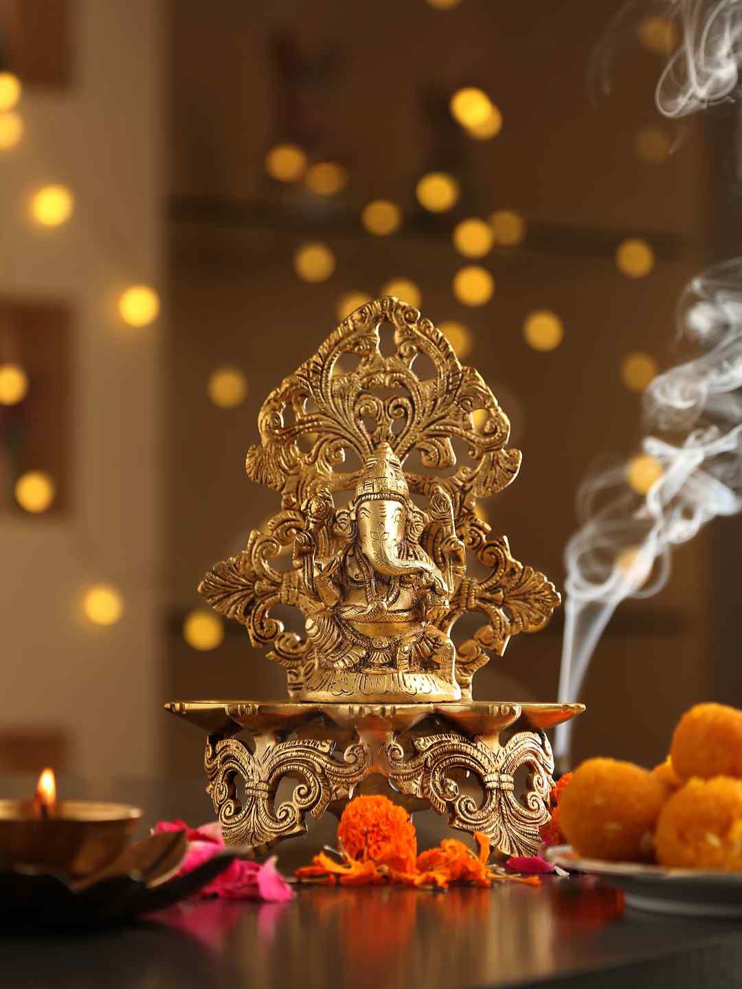 Amoliconcepts Gold-Toned Designed Diya Price in India