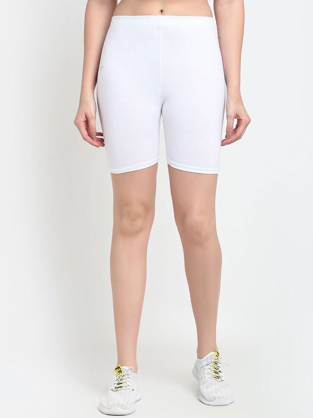 GRACIT Women White Solid Cycling Sports Shorts Price in India