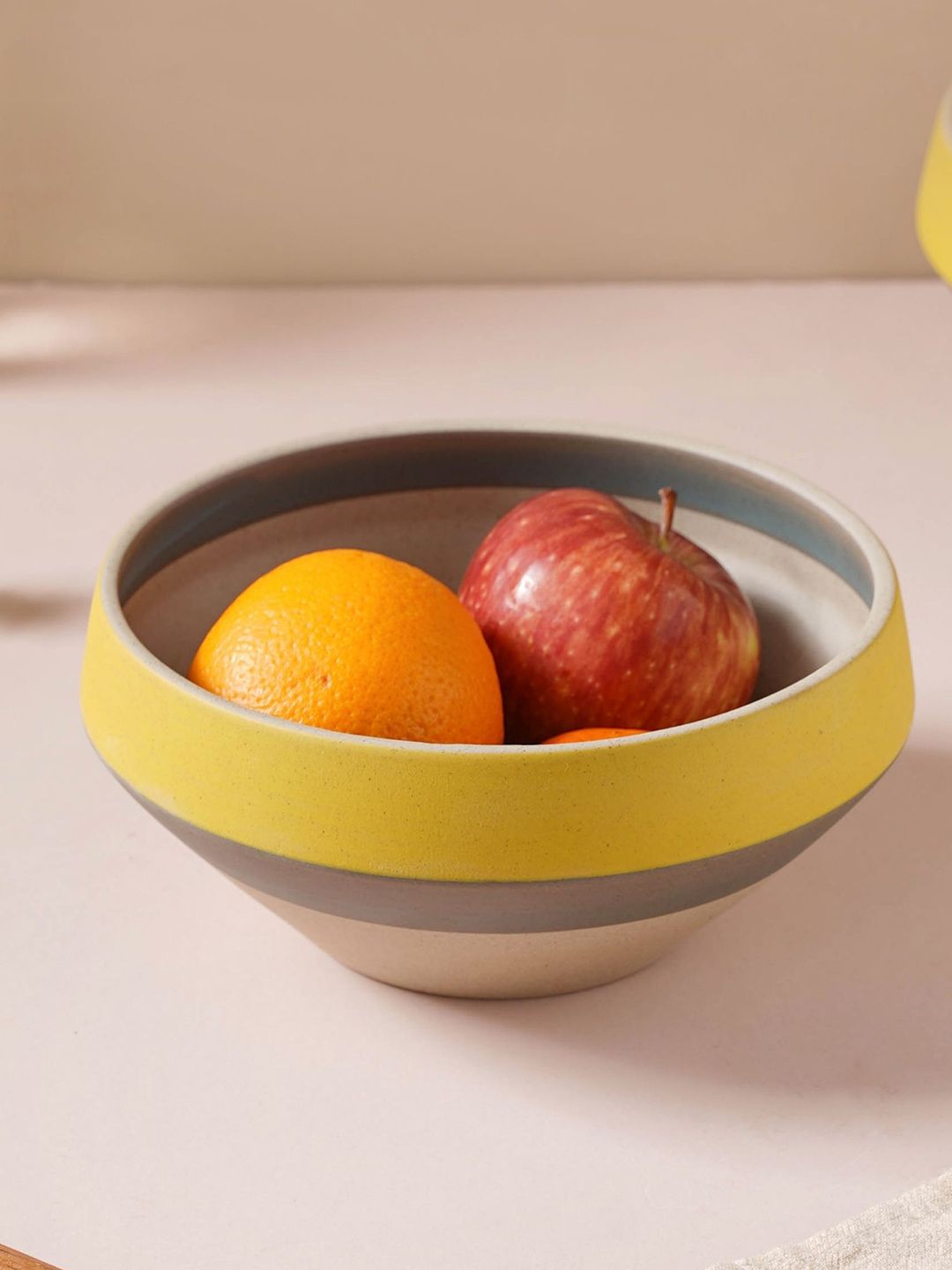 Nestasia Yellow And Grey Printed Ceramic Matte Bowls Price in India