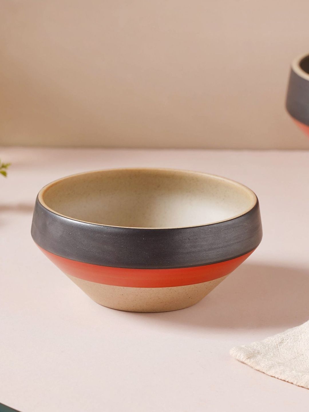 Nestasia Red & Black 1 Pieces Ceramic Matte Bowl Price in India