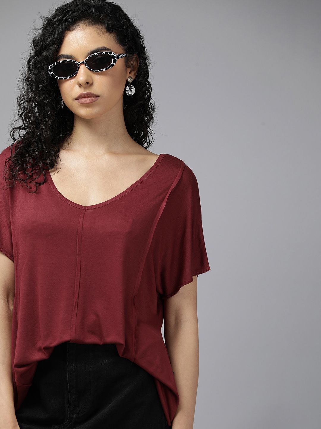 The Roadster Lifestyle Co. Solid Extended Sleeves Top Price in India