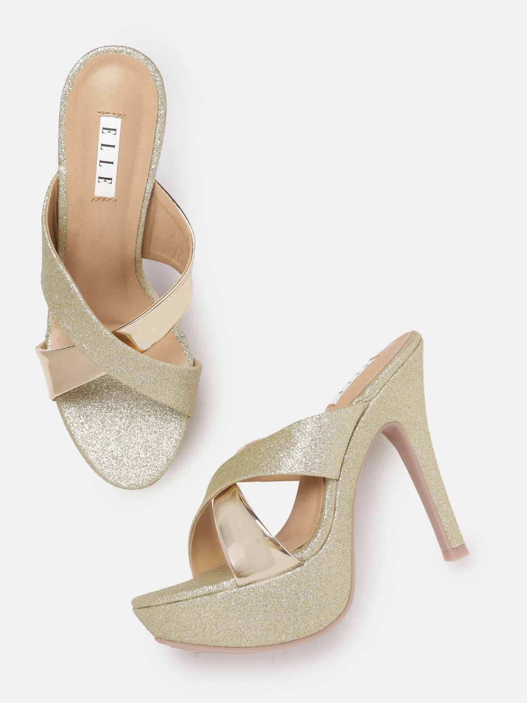 ELLE Gold-Toned Shimmer Stilettos