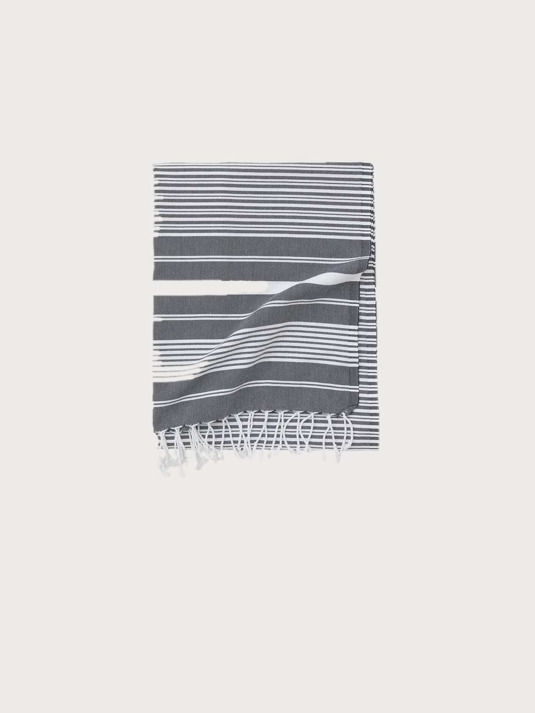 H&M White & Grey Striped Pure Cotton Beach Towel Price in India