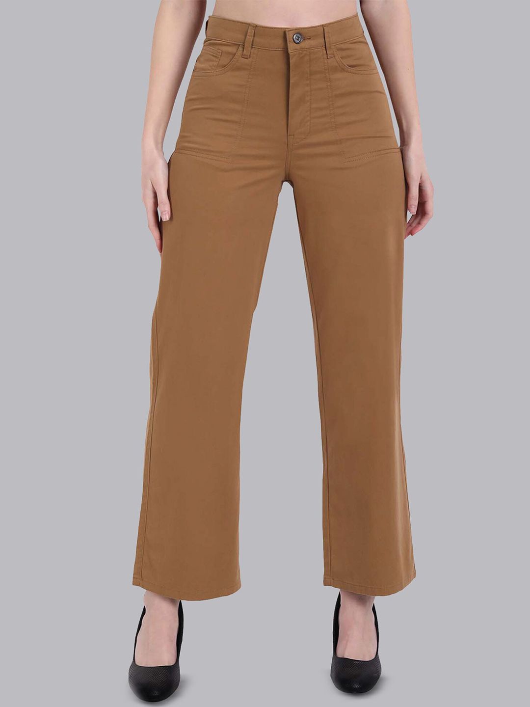 Lorem Ginzo Women Khaki High-Rise Trousers Price in India