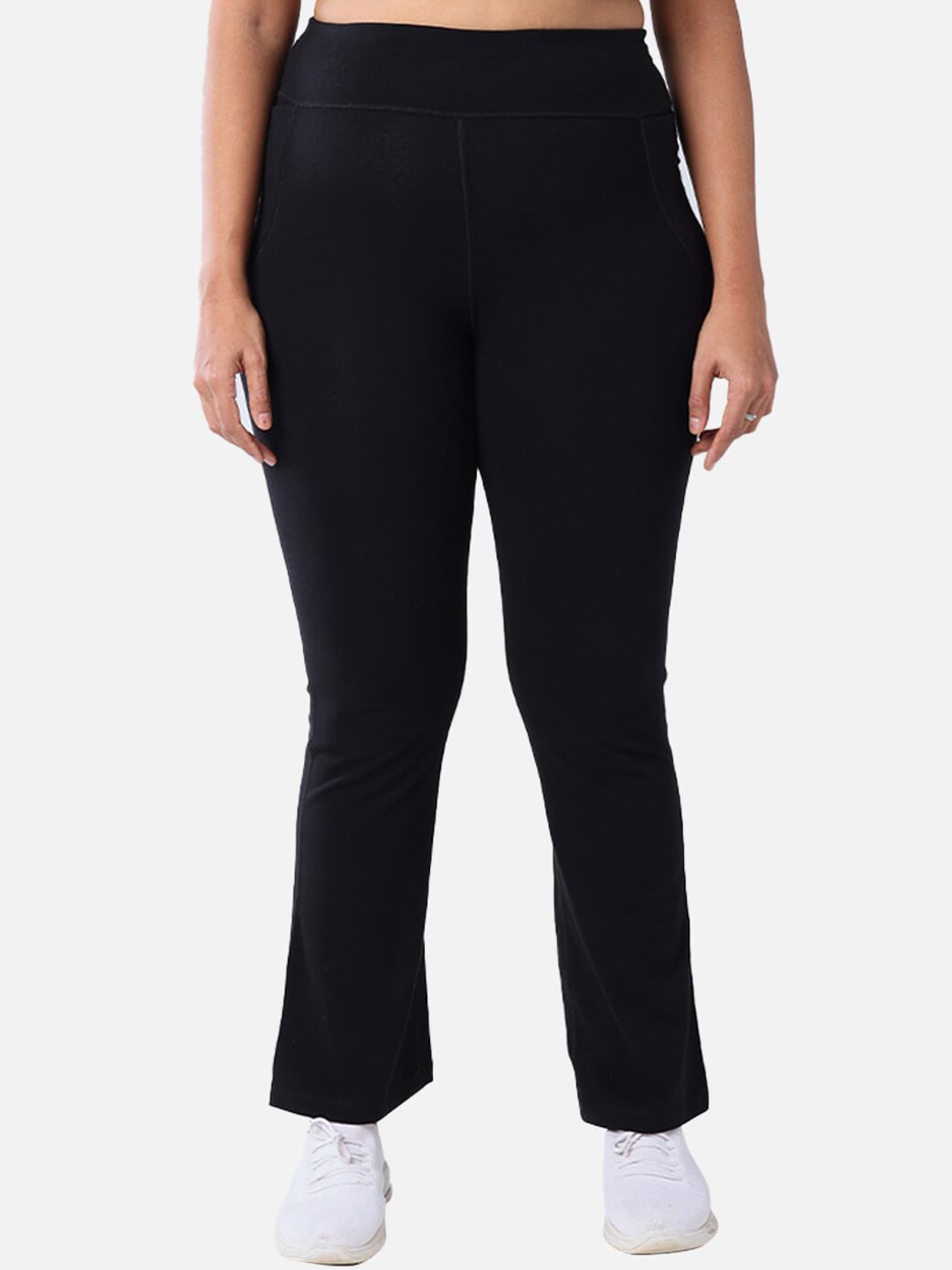 BlissClub Women Black Solid Boot Cut Track Pants Price in India