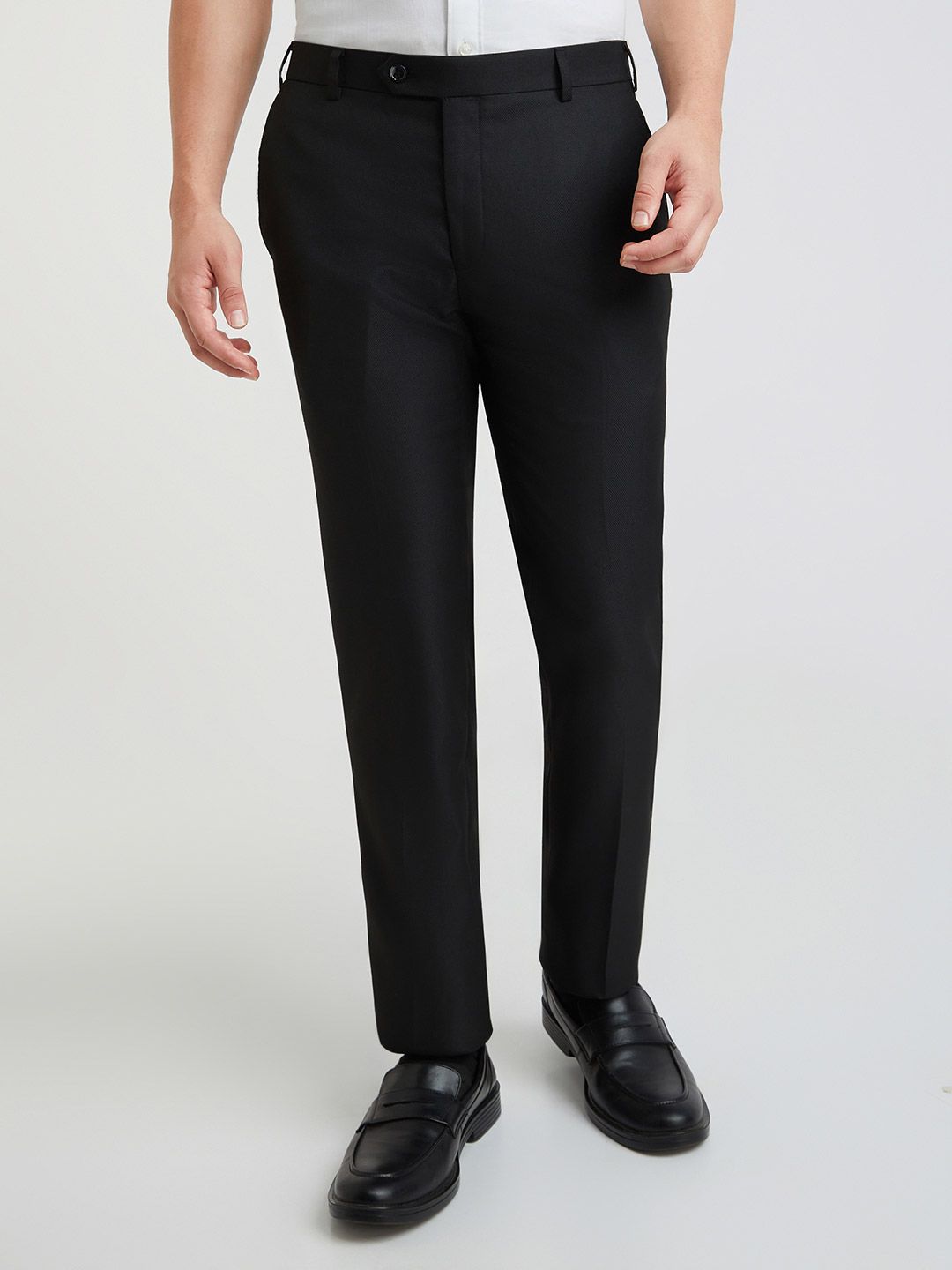 Raymond Men Textured Slim Fit Formal Trousers