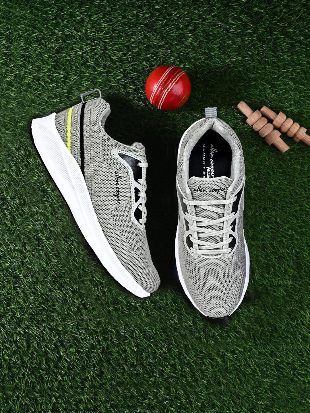 Allen Cooper Men Grey Mesh Sports Shoes