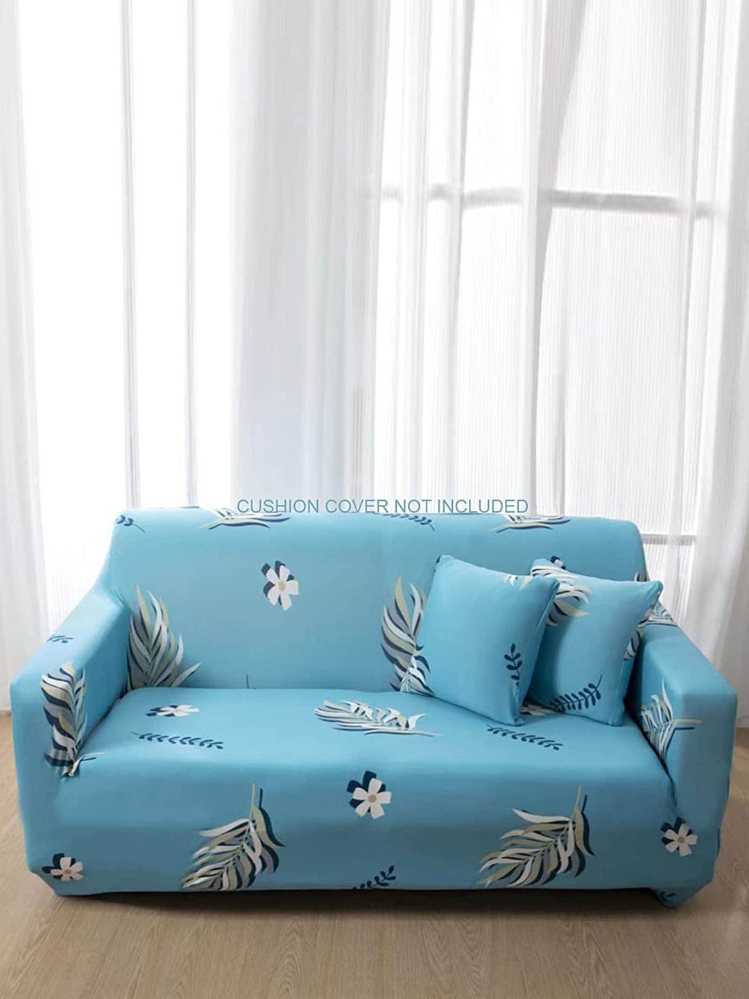 HOUSE OF QUIRK Turquoise Blue Printed 4-Seater Sofa Covers Price in India