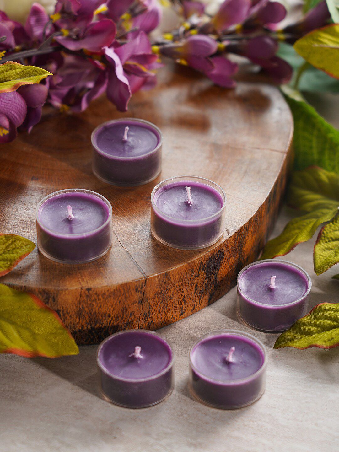 Pure Home and Living Set of 24 Purple Scented Tea Light Candles Price in India