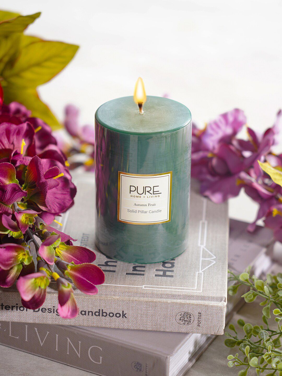 Pure Home and Living Green Solid Serene Pillar Candle Price in India