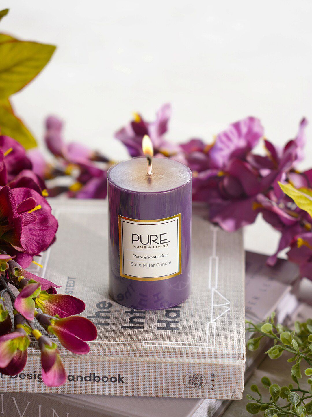 Pure Home and Living Set Of 2 Purple Solid Serene Pillar Candle Price in India