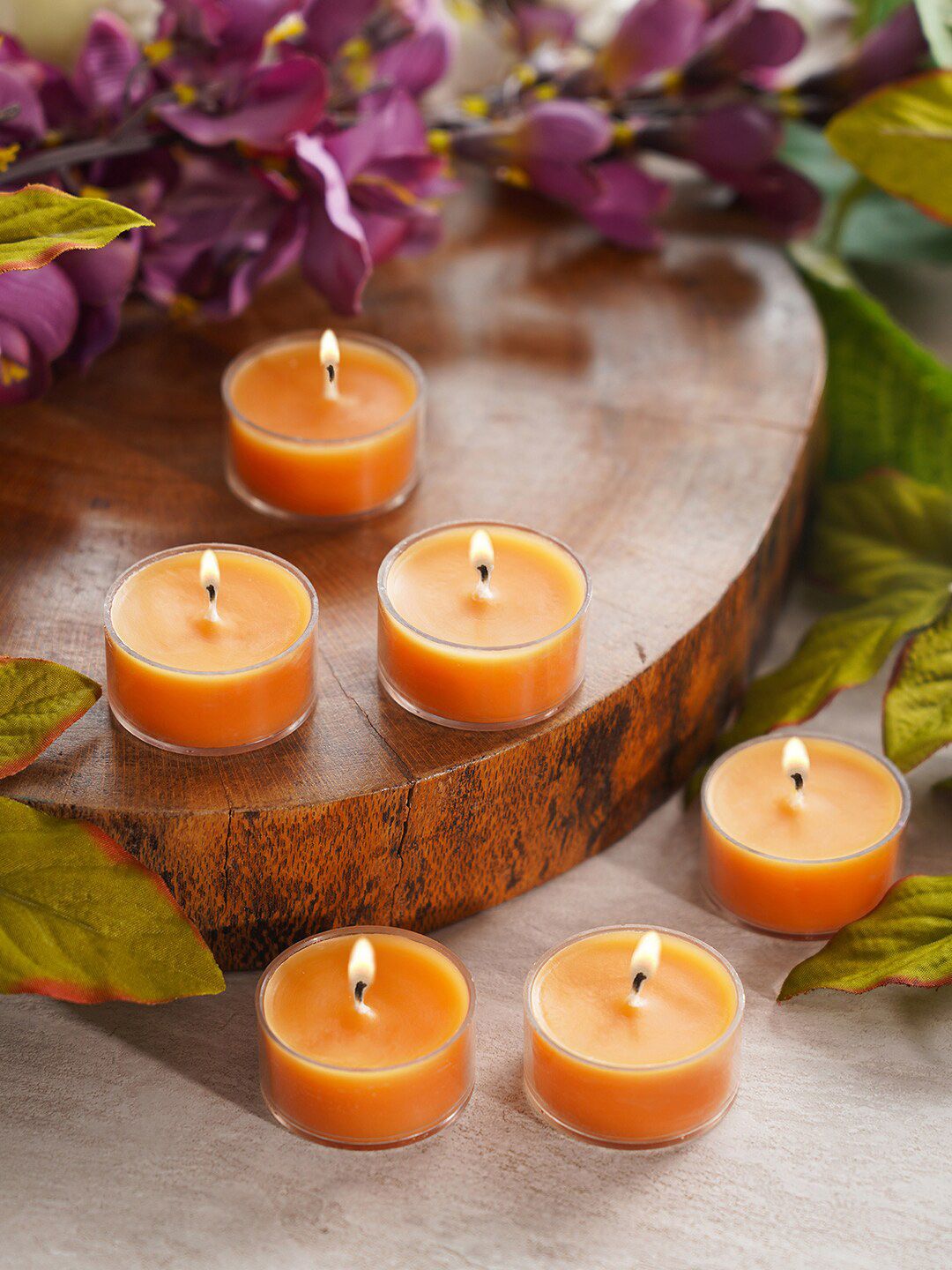 Pure Home and Living Set Of 6 Yellow Wax Solid Candles Price in India