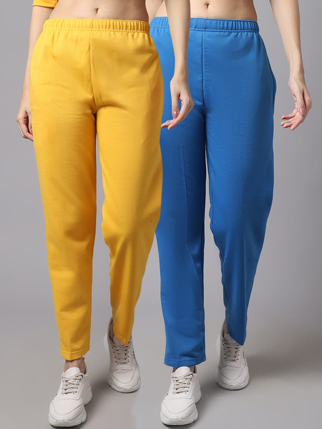 VIMAL JONNEY Women Pack Of 2 Solid Pure Cotton Track Pants Price in India