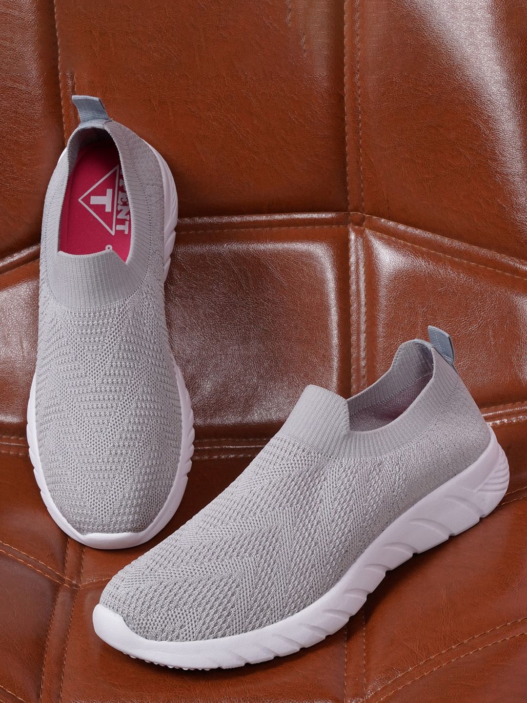 TPENT Women Grey Woven Design Slip-On Sneakers Price in India