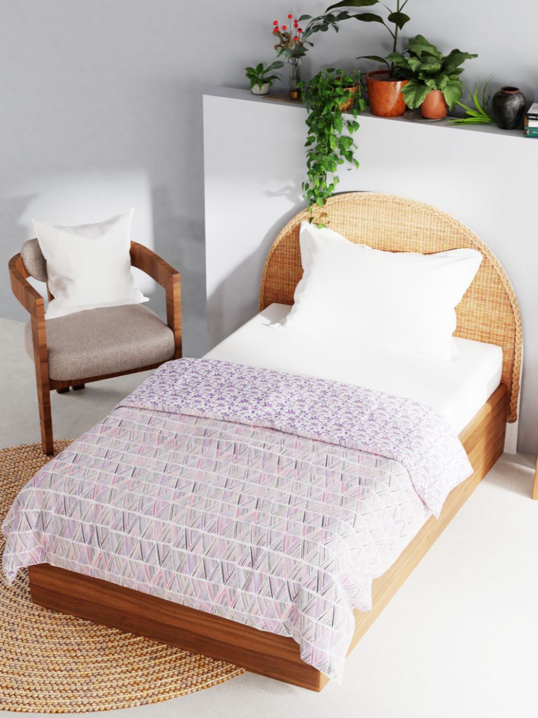 BIANCA Purple & Pink Geometric AC Room 120 GSM Single Bed Dohar Price in India