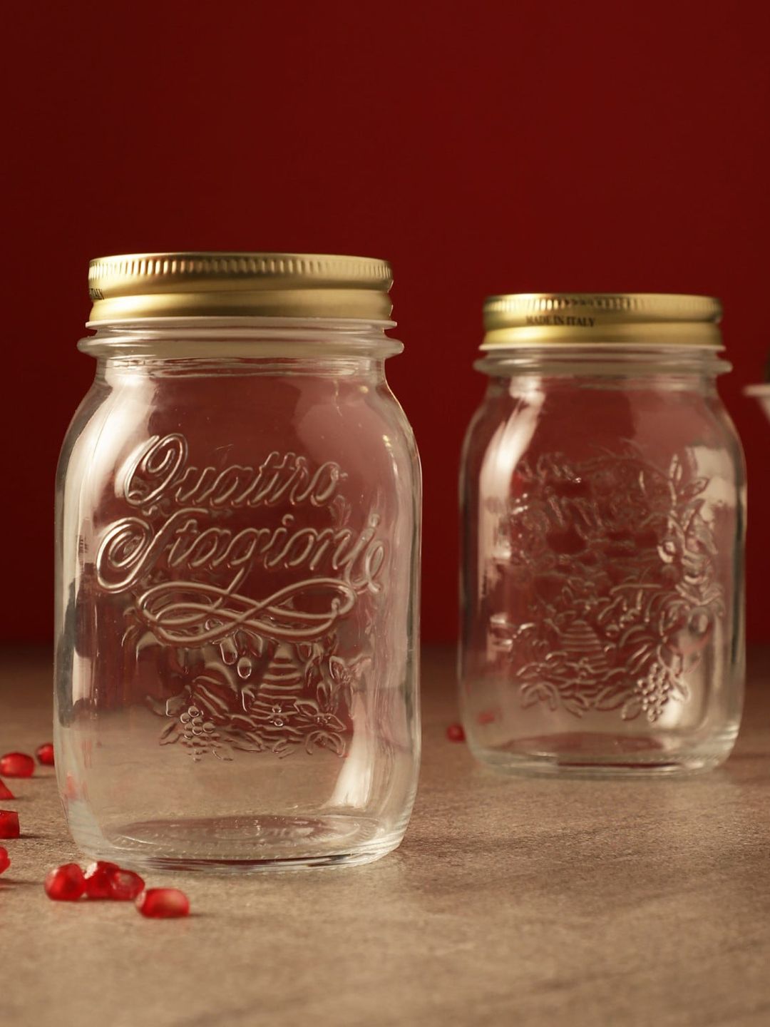 The Decor Mart Set Of 2 Transparent Solid Glass Storage Jar Price in India
